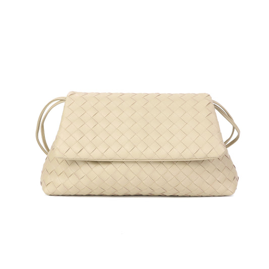 Woven Leather Foldover Shoulder Bag