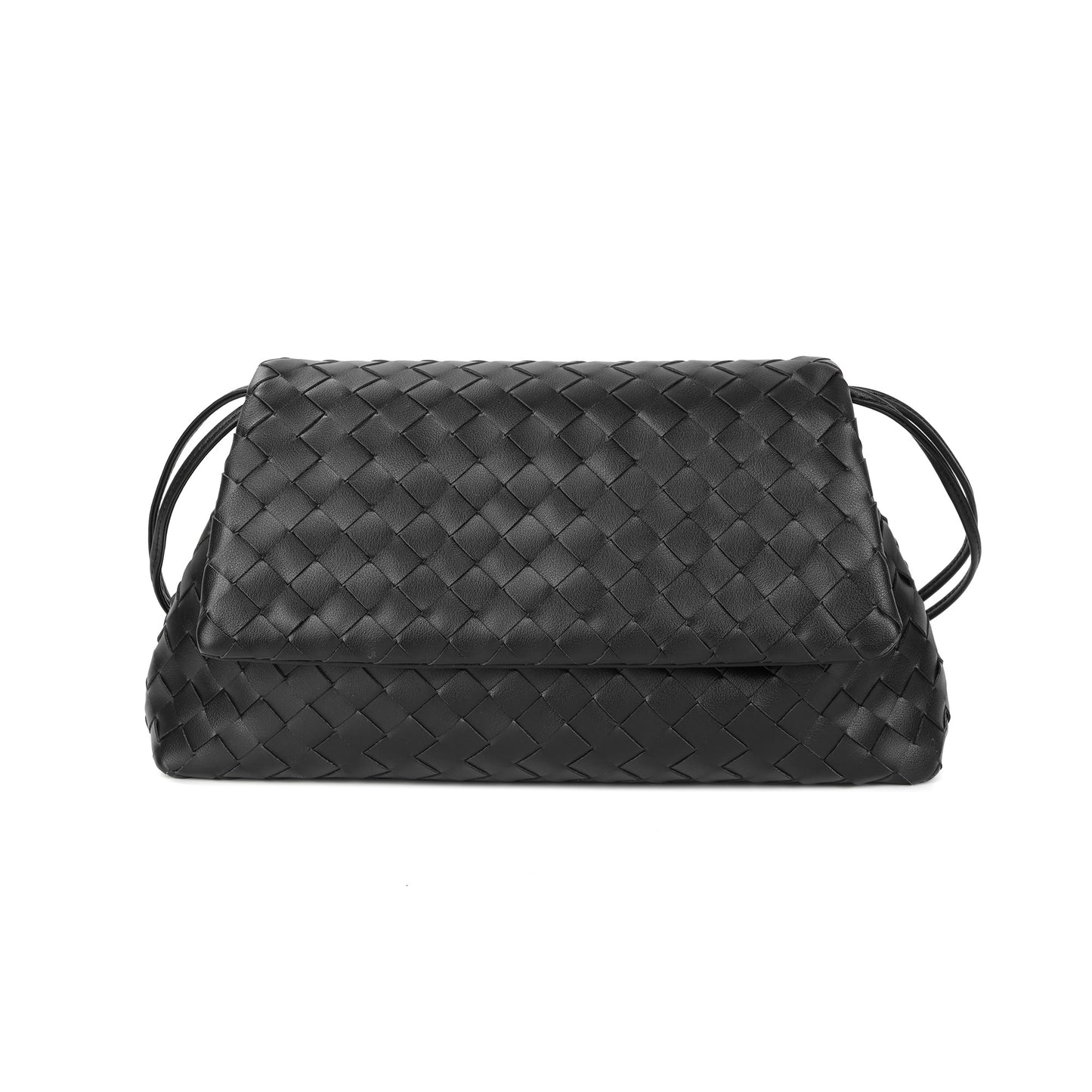 Woven Leather Foldover Shoulder Bag