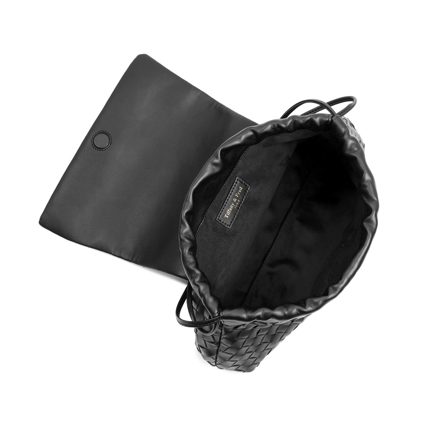 Woven Leather Foldover Shoulder Bag