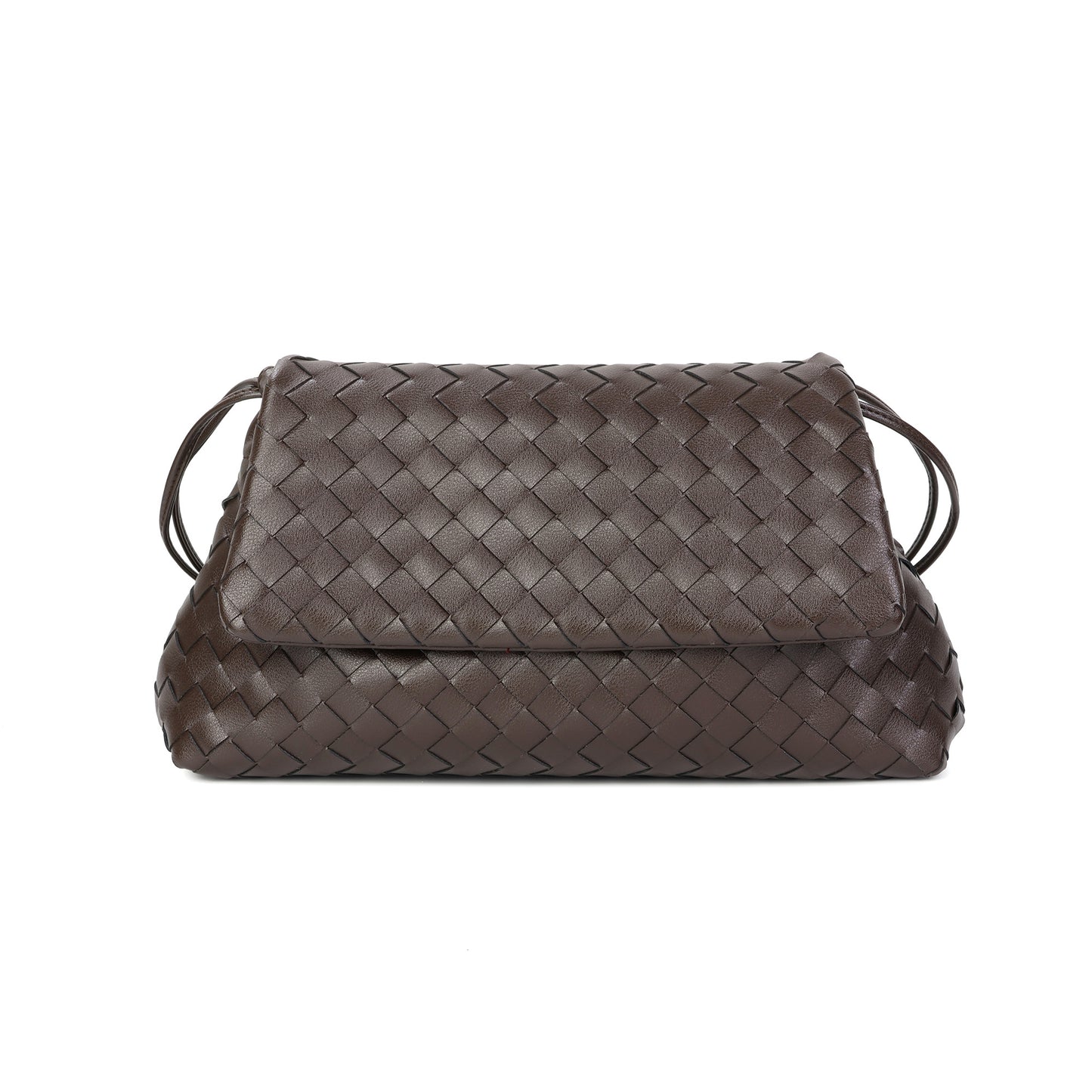 Woven Leather Foldover Shoulder Bag