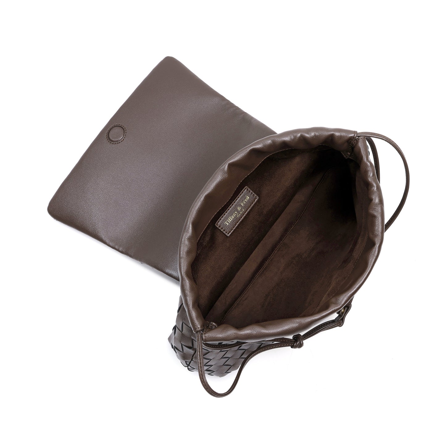 Woven Leather Foldover Shoulder Bag