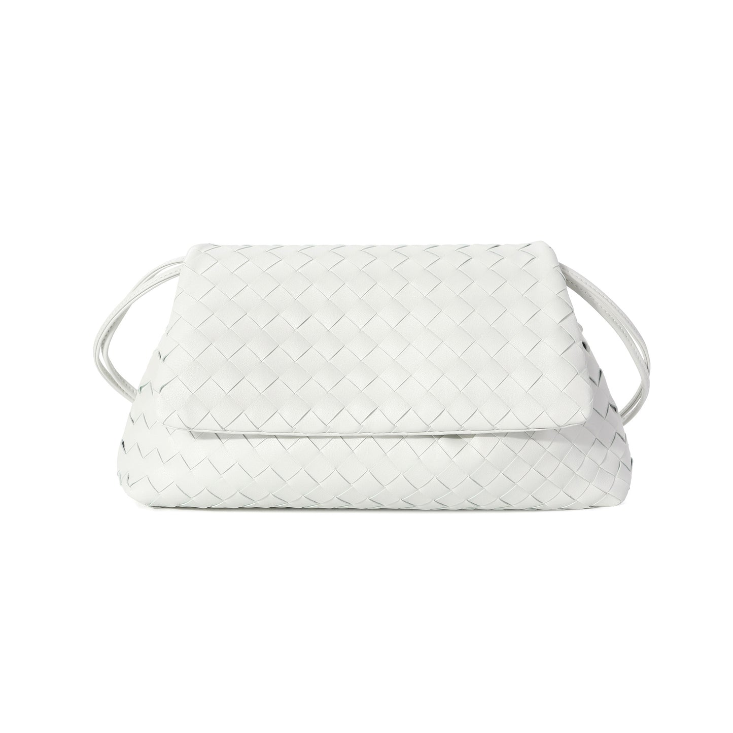 Woven Leather Foldover Shoulder Bag