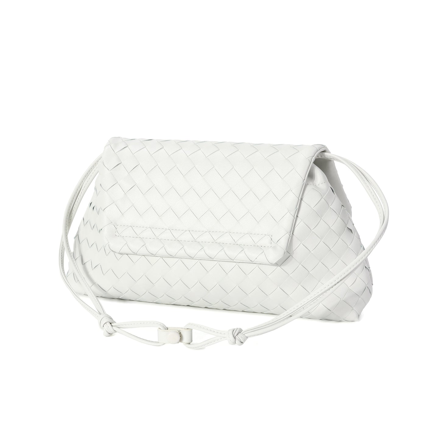 Woven Leather Foldover Shoulder Bag