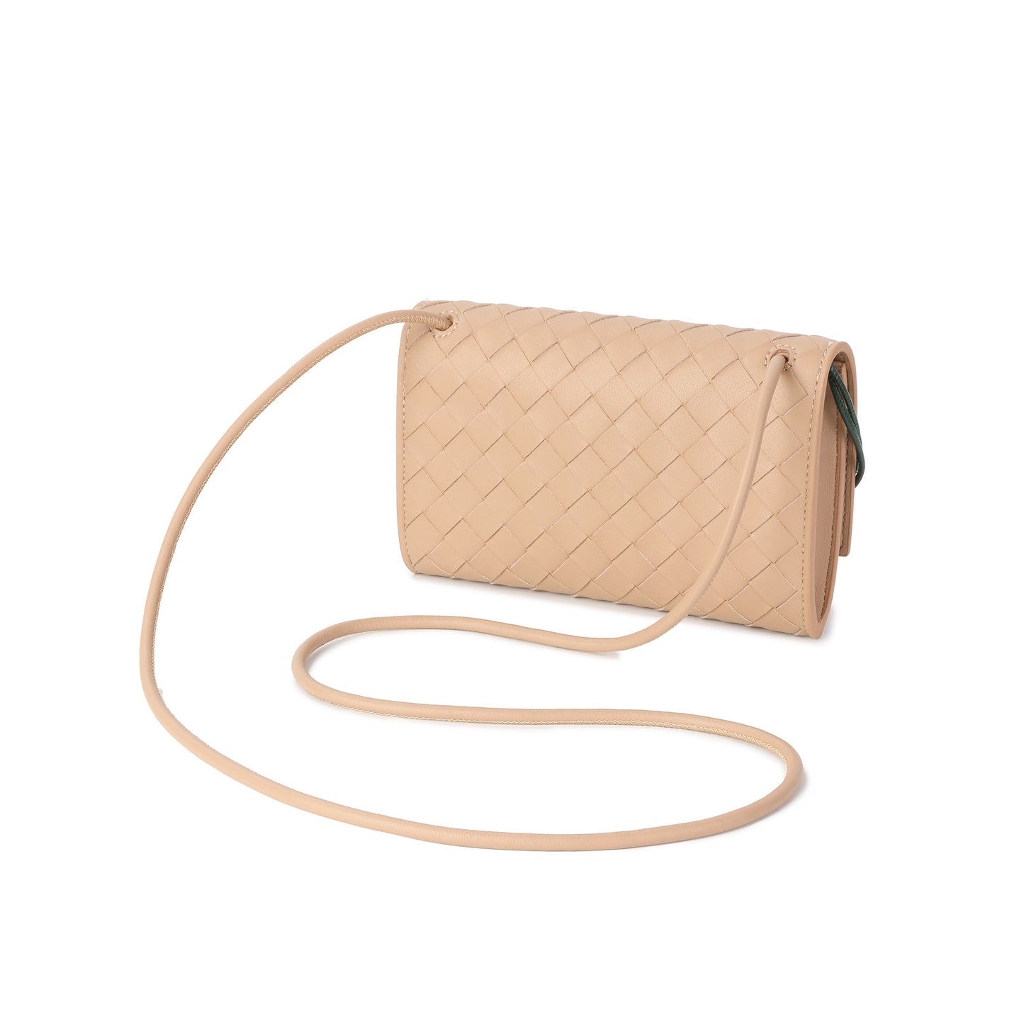 Woven Leather Floral Charm Crossbody Clutch