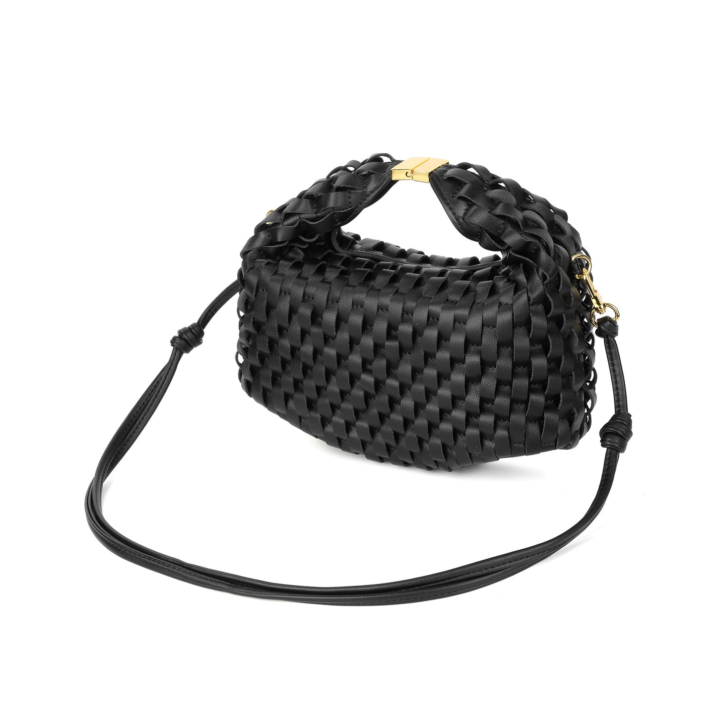 Woven Leather Top Handle Crossbody