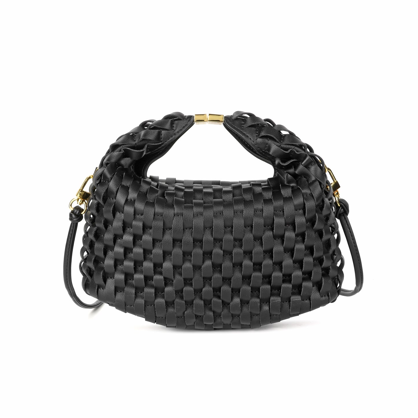 Woven Leather Top Handle Crossbody