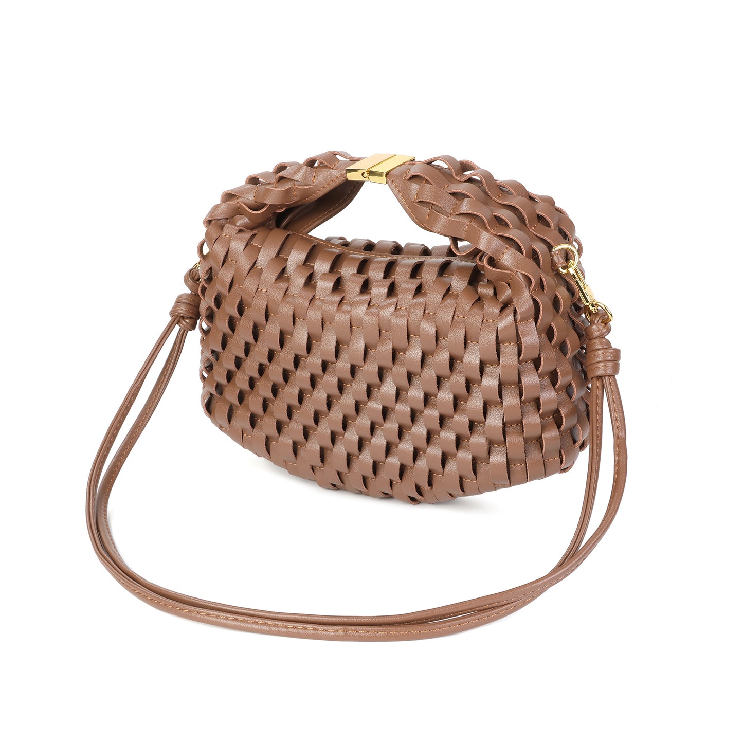 Woven Leather Top Handle Crossbody