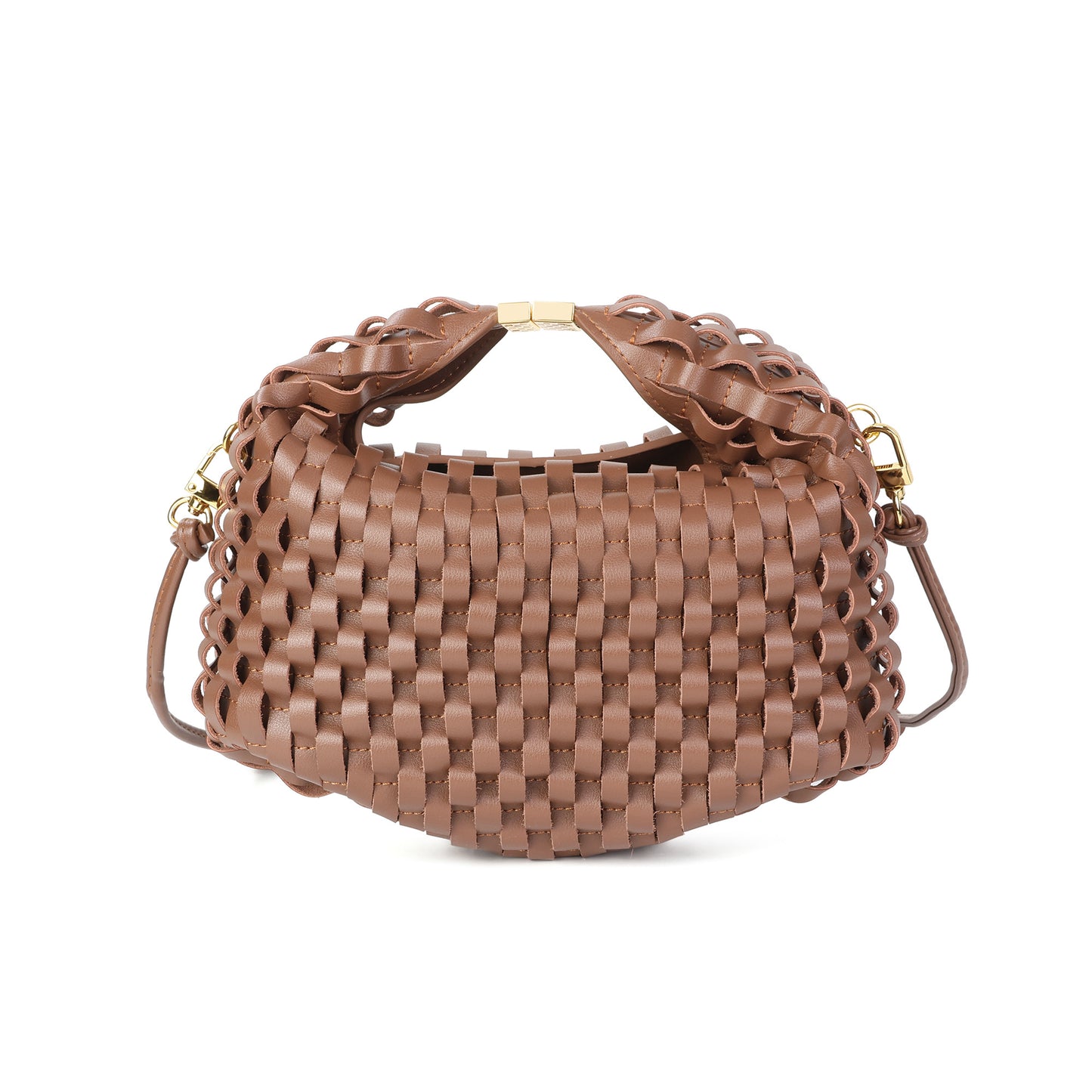 Woven Leather Top Handle Crossbody
