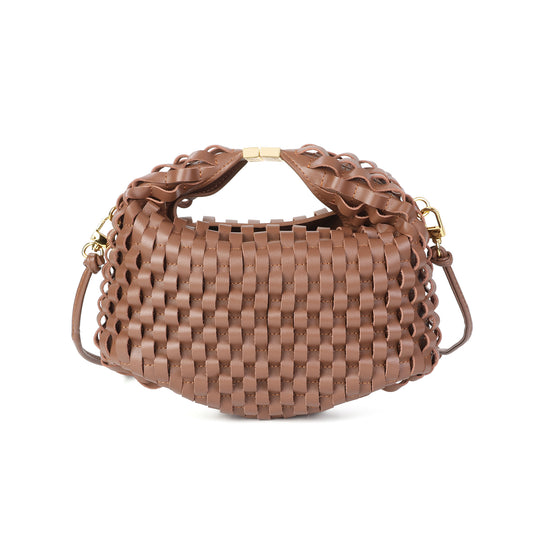 Woven Leather Top Handle Crossbody