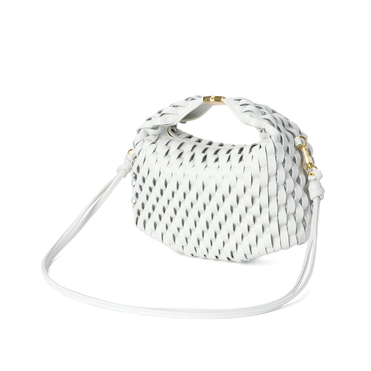 Woven Leather Top Handle Crossbody