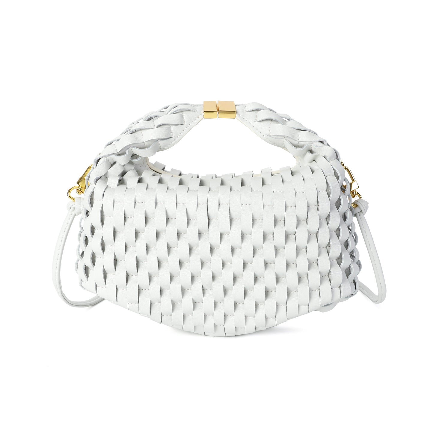 Woven Leather Top Handle Crossbody