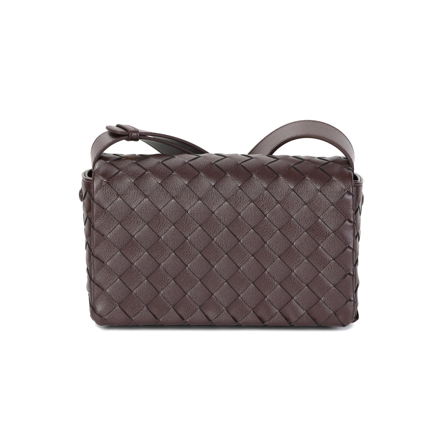 Woven Leather Flap Crossbody Bag