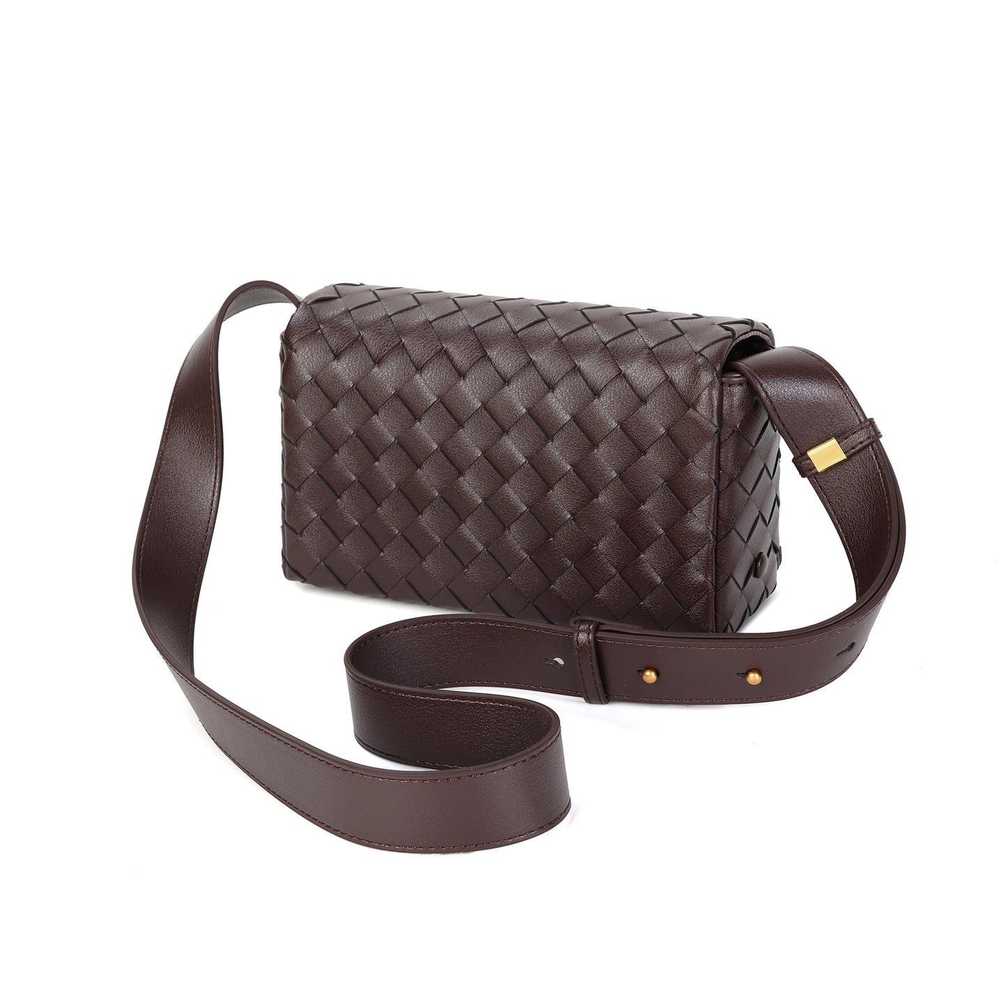 Woven Leather Flap Crossbody Bag