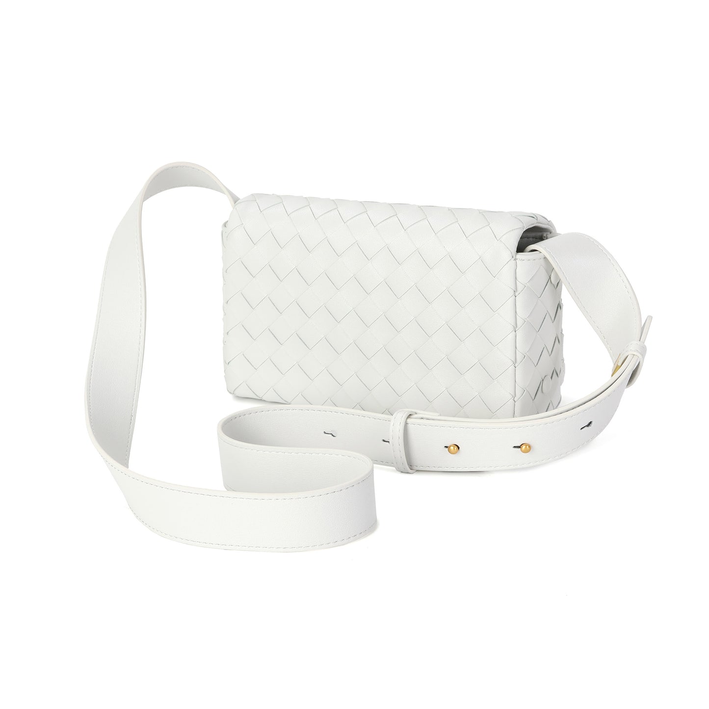 Woven Leather Flap Crossbody Bag