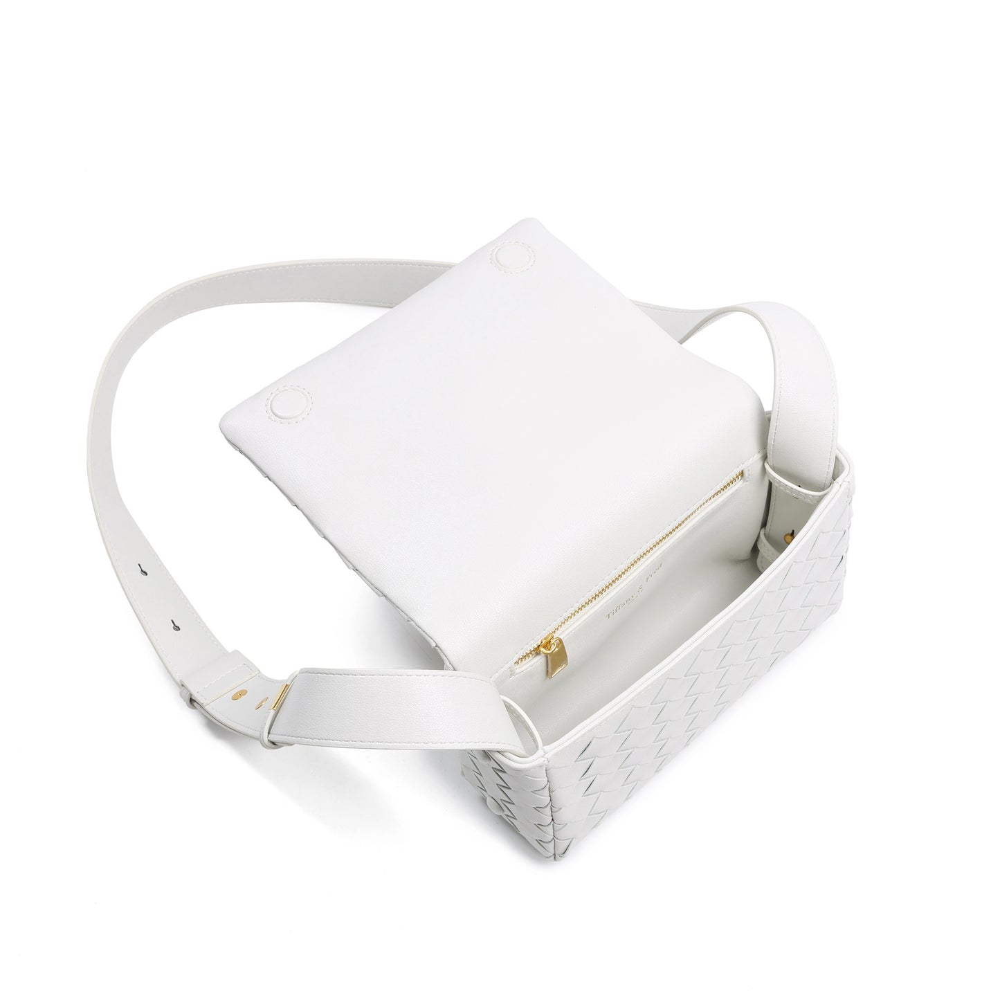 Woven Leather Flap Crossbody Bag