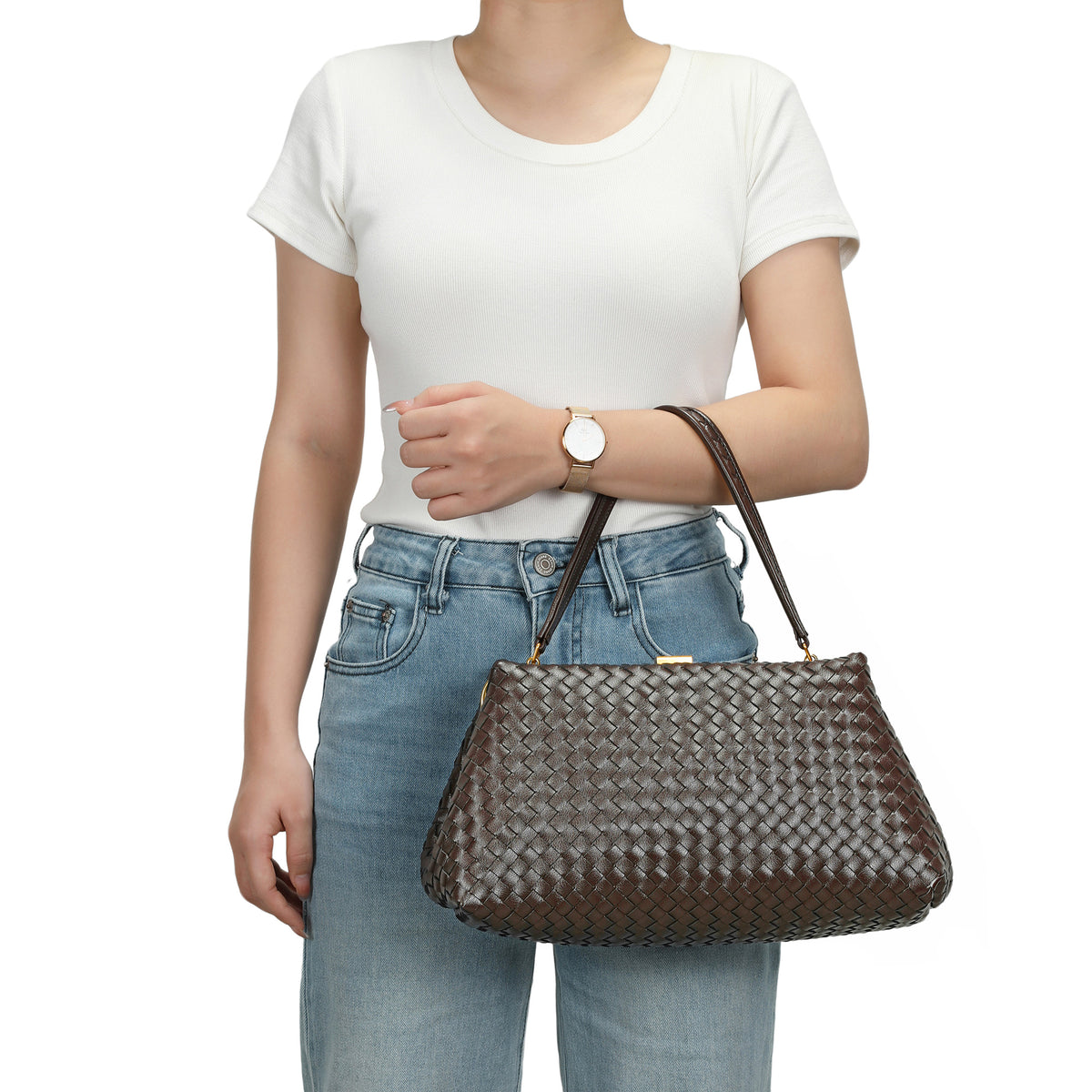Hand-Woven Leather Frame Bag