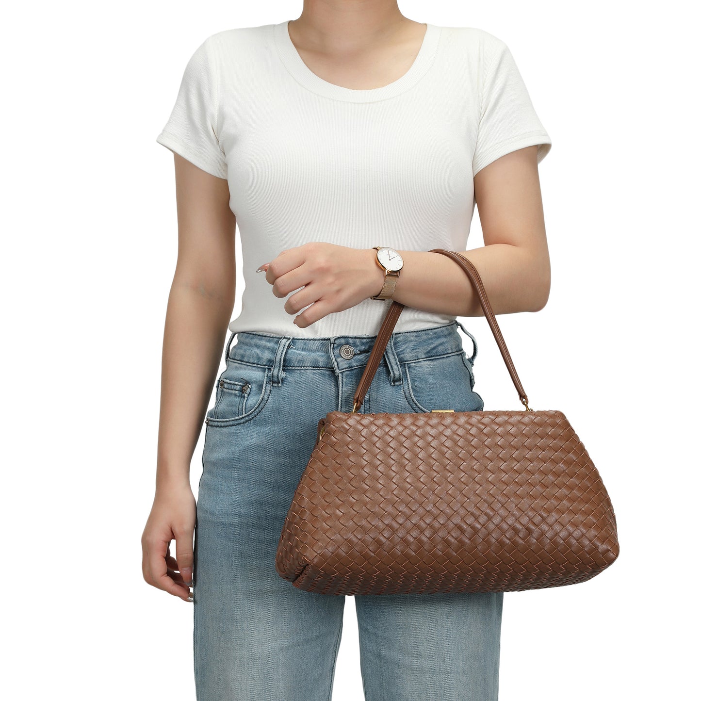 Hand-Woven Leather Frame Bag