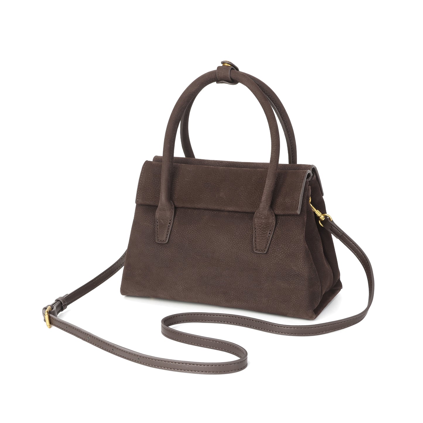 Suede Leather Top-Handle Satchel with Convertible Crossbody Strap
