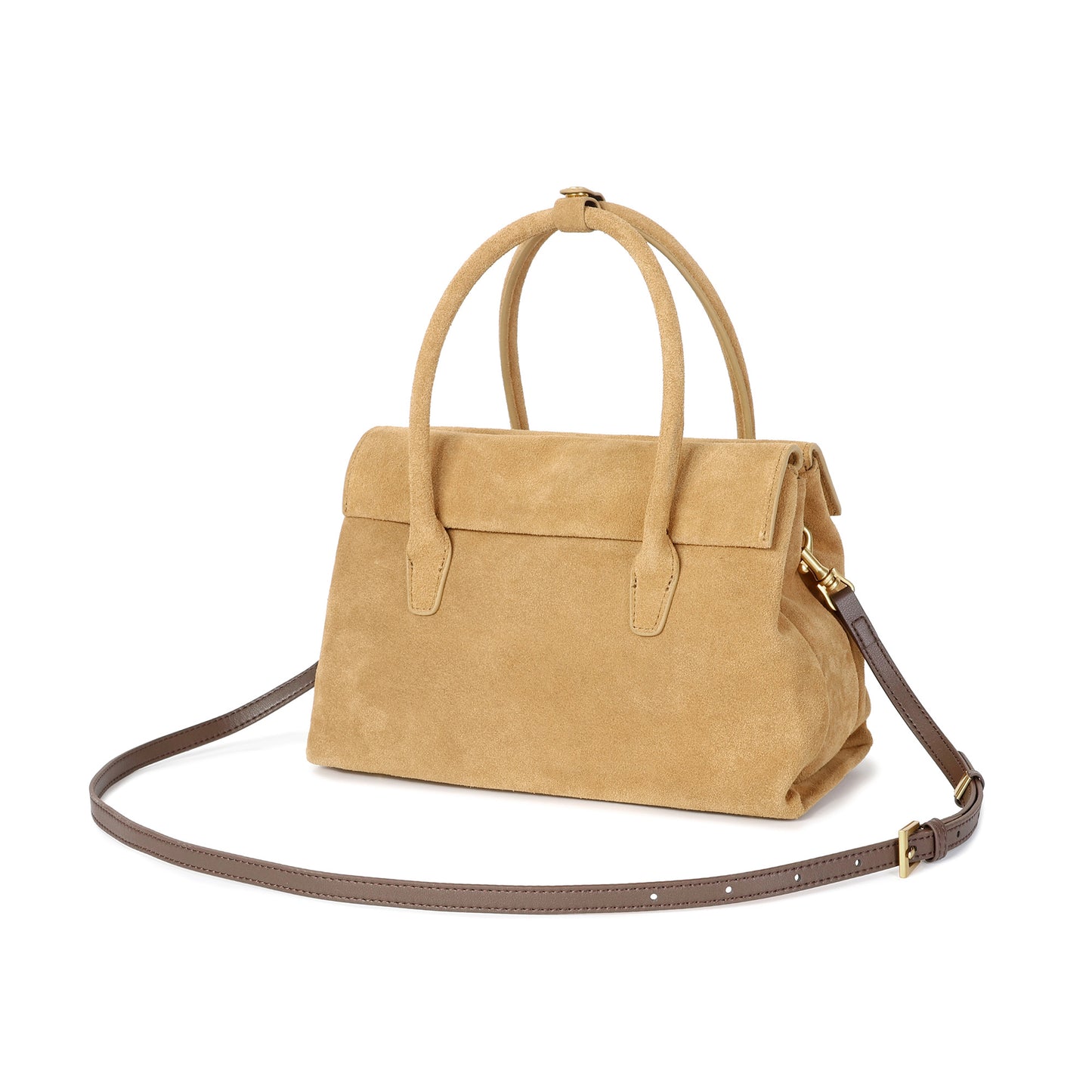 Suede Leather Top-Handle Satchel with Convertible Crossbody Strap