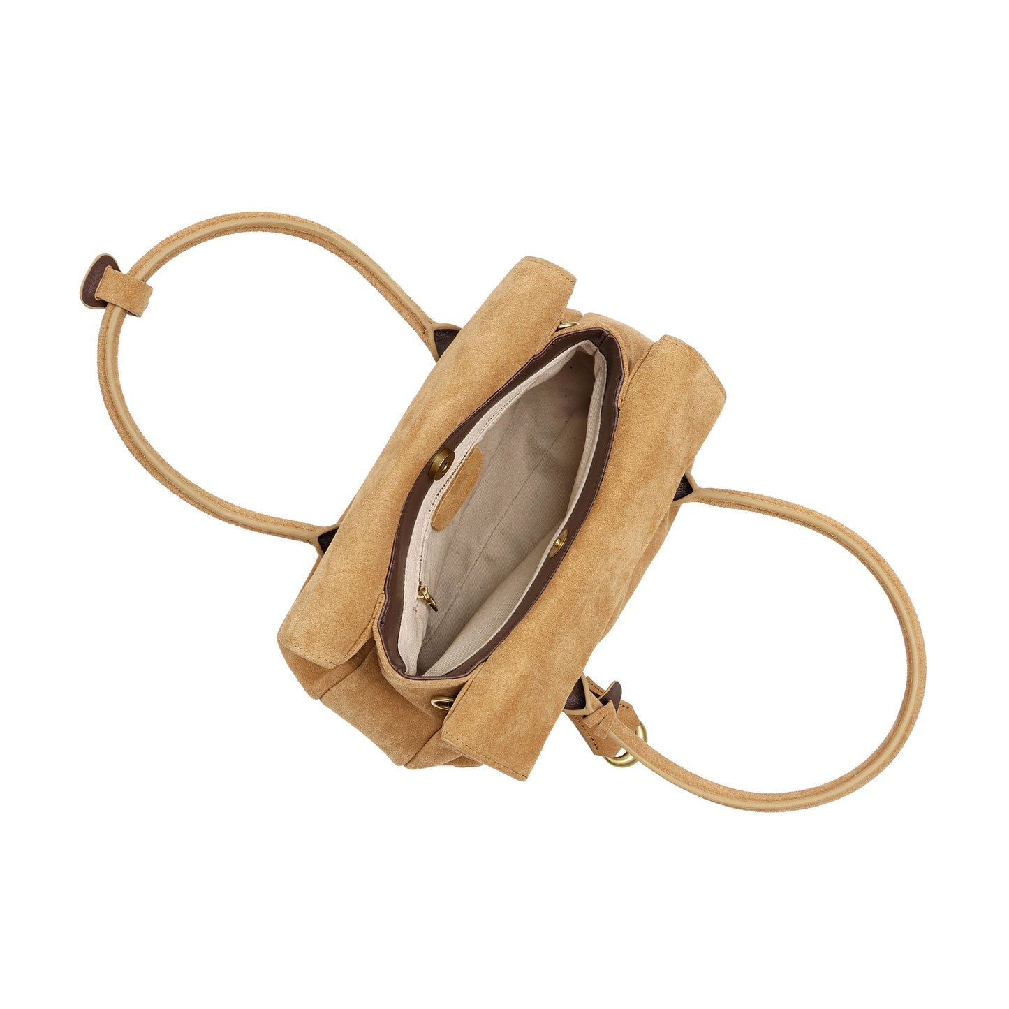 Suede Leather Top-Handle Satchel with Convertible Crossbody Strap