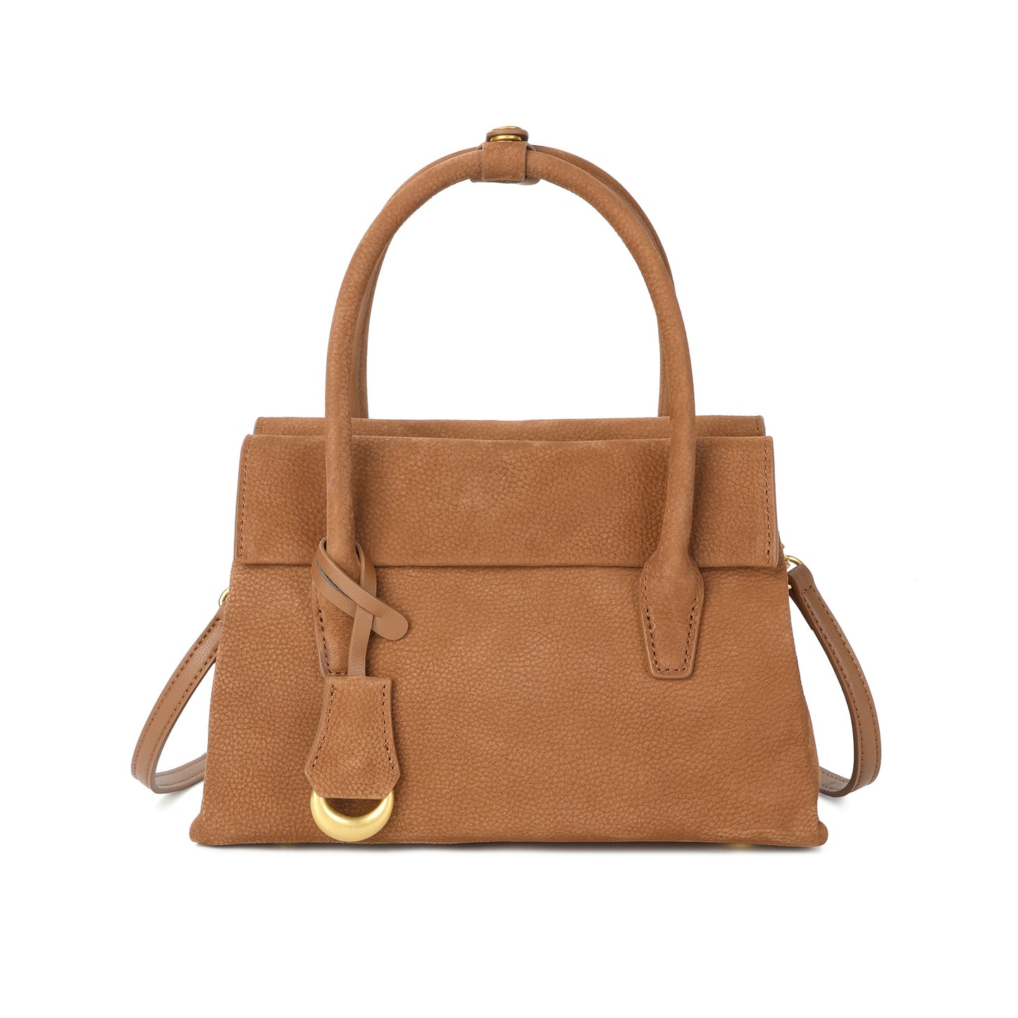Suede Leather Top-Handle Satchel with Convertible Crossbody Strap