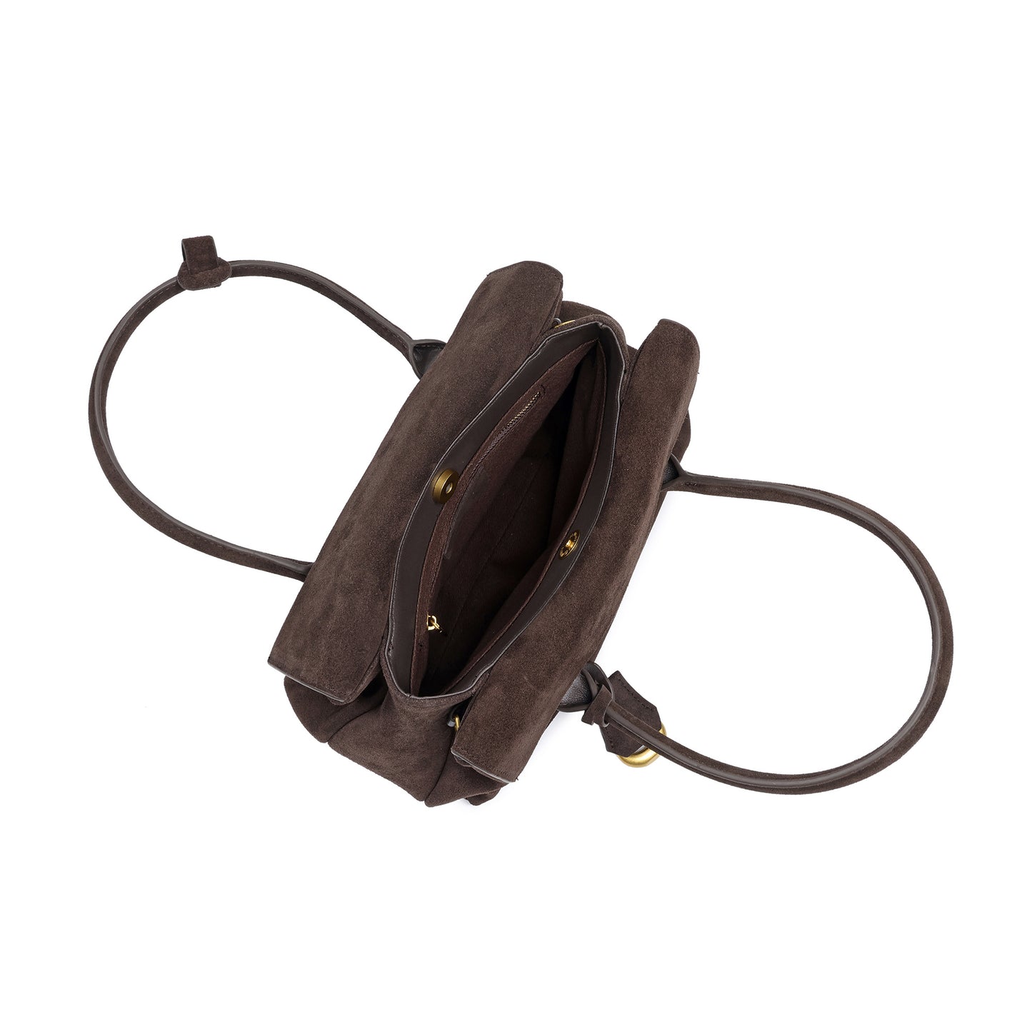 Suede Leather Top-Handle Satchel with Convertible Crossbody Strap