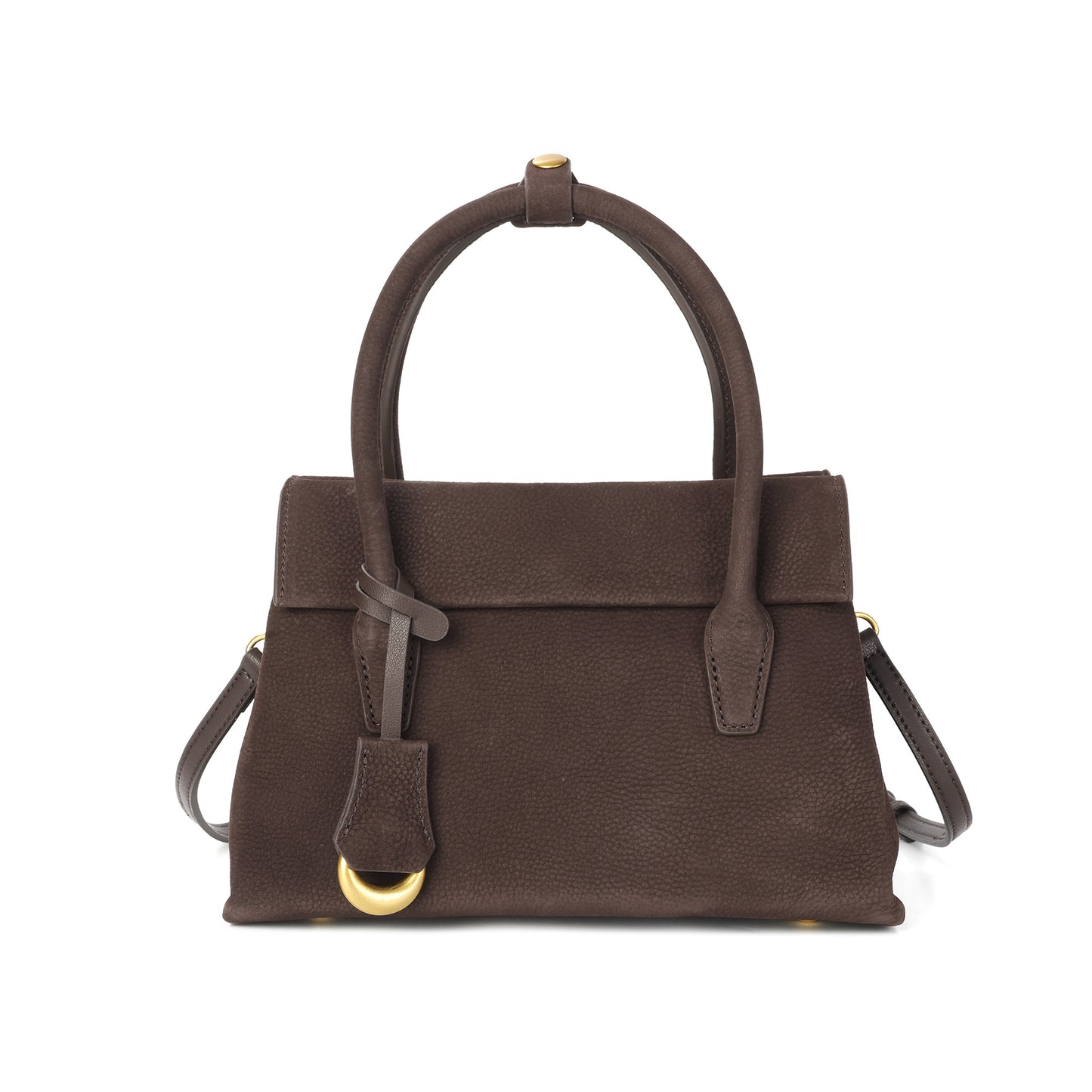 Suede Leather Top-Handle Satchel with Convertible Crossbody Strap
