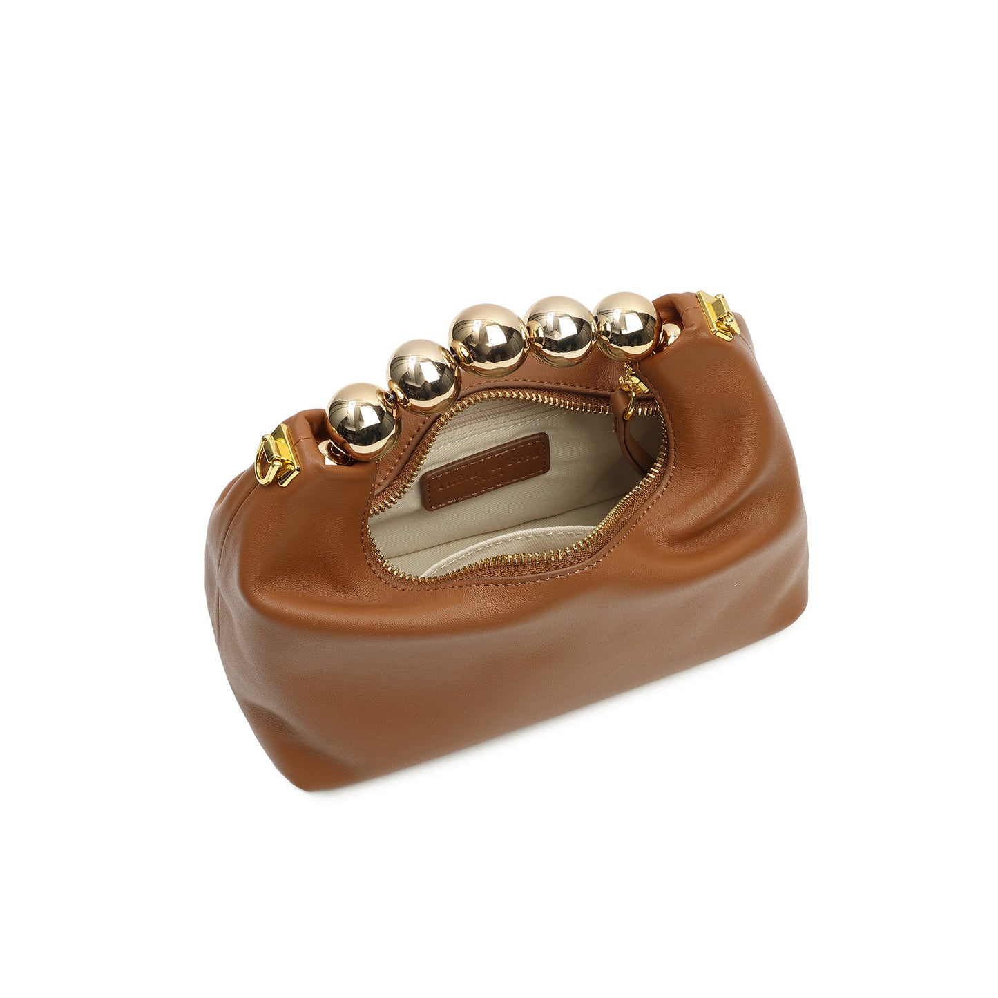 Tiffany & Fred Lambskin Mini Shoulder Bag with Gold Bead Handle