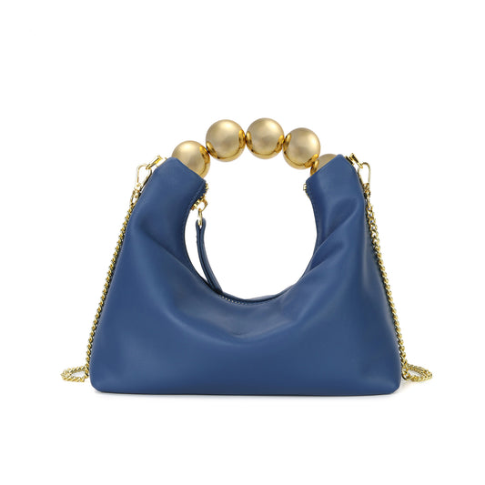 Tiffany & Fred Lambskin Mini Shoulder Bag with Gold Bead Handle