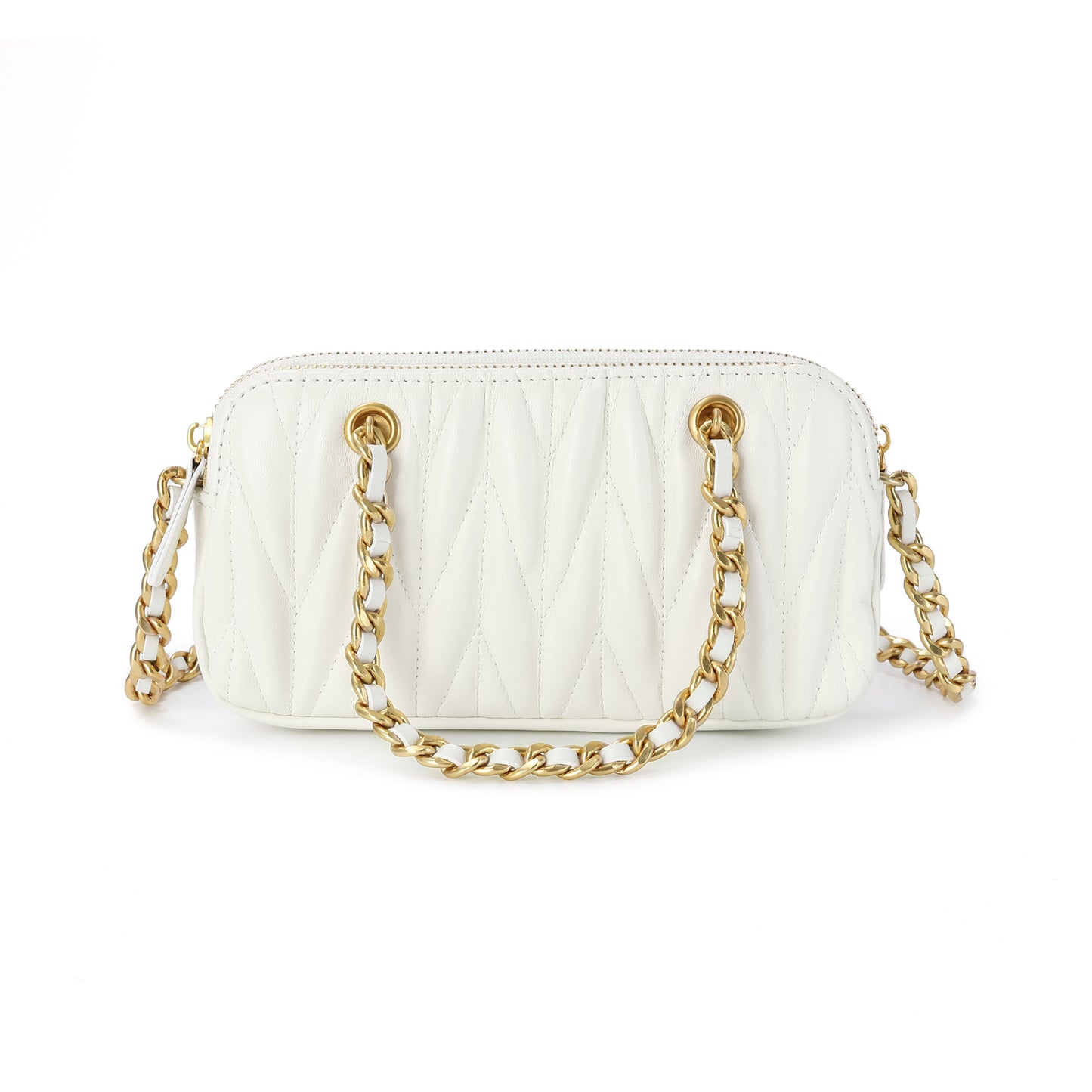 Luxe Quilted Leather Crossbody with Gold Chain Detail