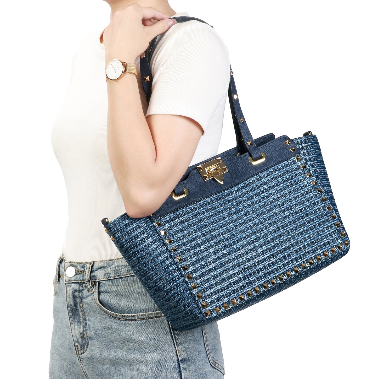 Raffia & Leather Tote