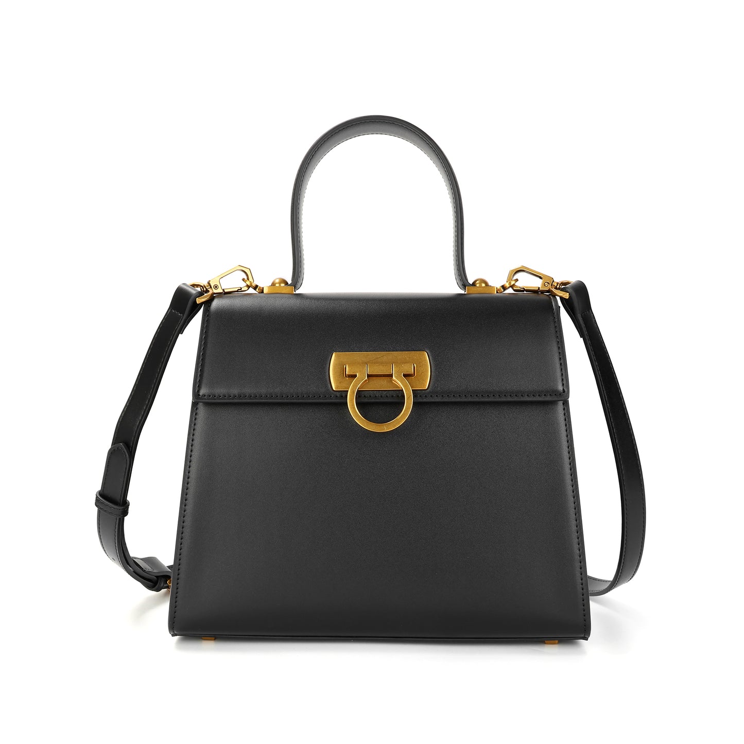 Elegant Structured Leather Top Handle Bag