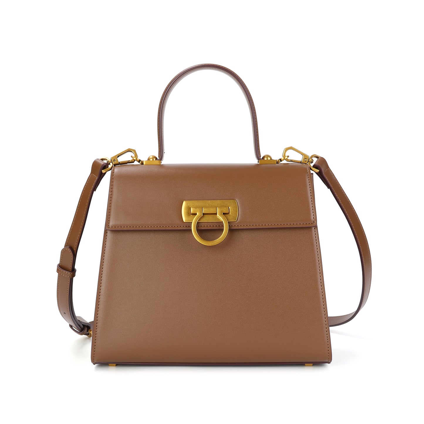 Elegant Structured Leather Top Handle Bag