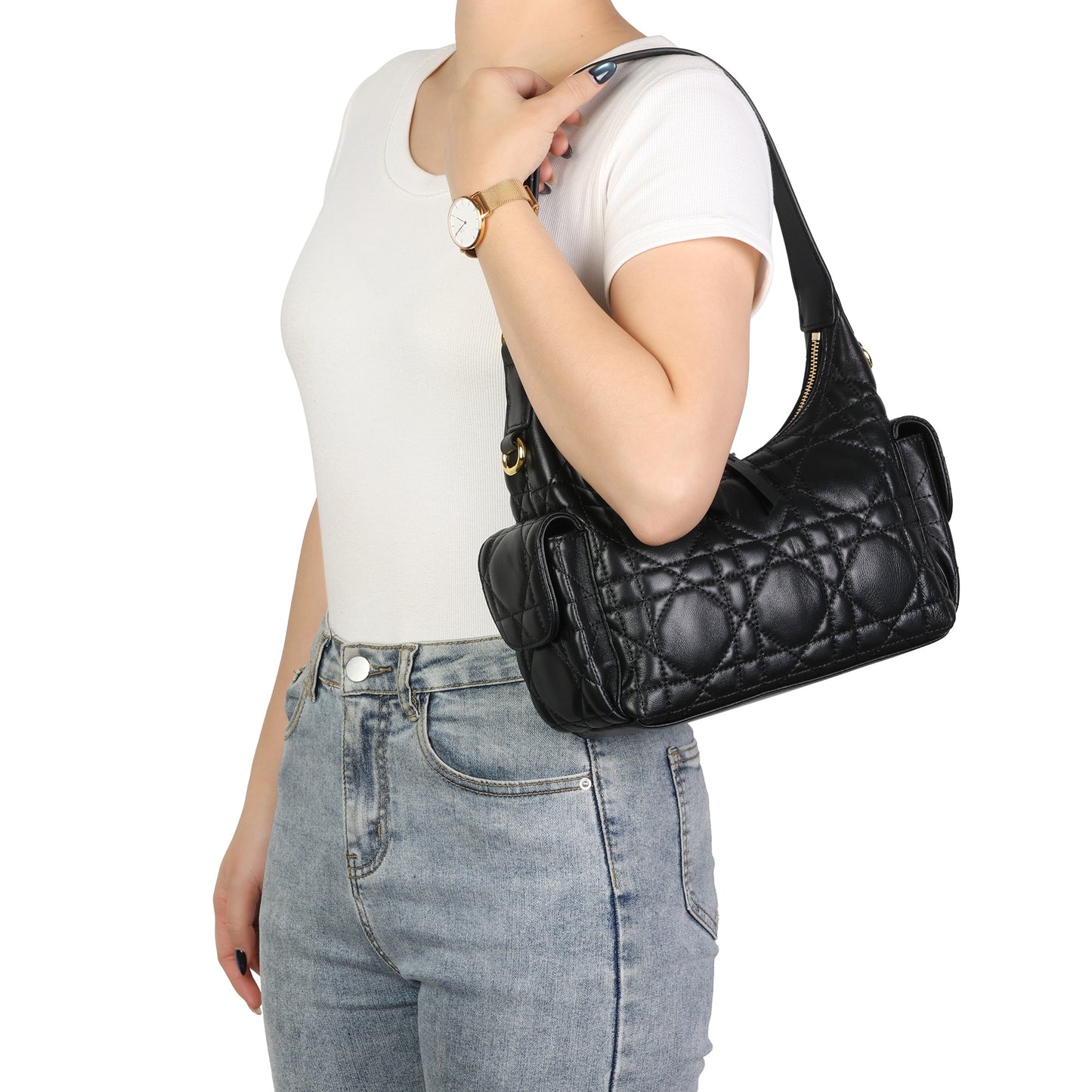 Quilted Lambskin Leather Shoulder Bag