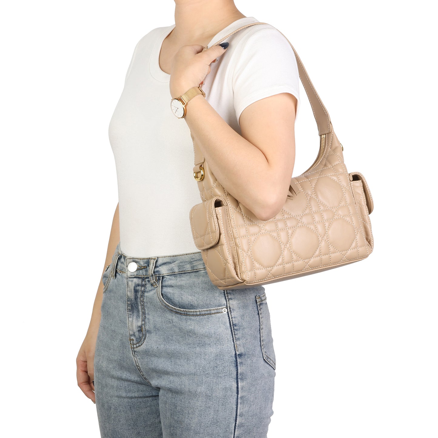 Quilted Lambskin Leather Shoulder Bag
