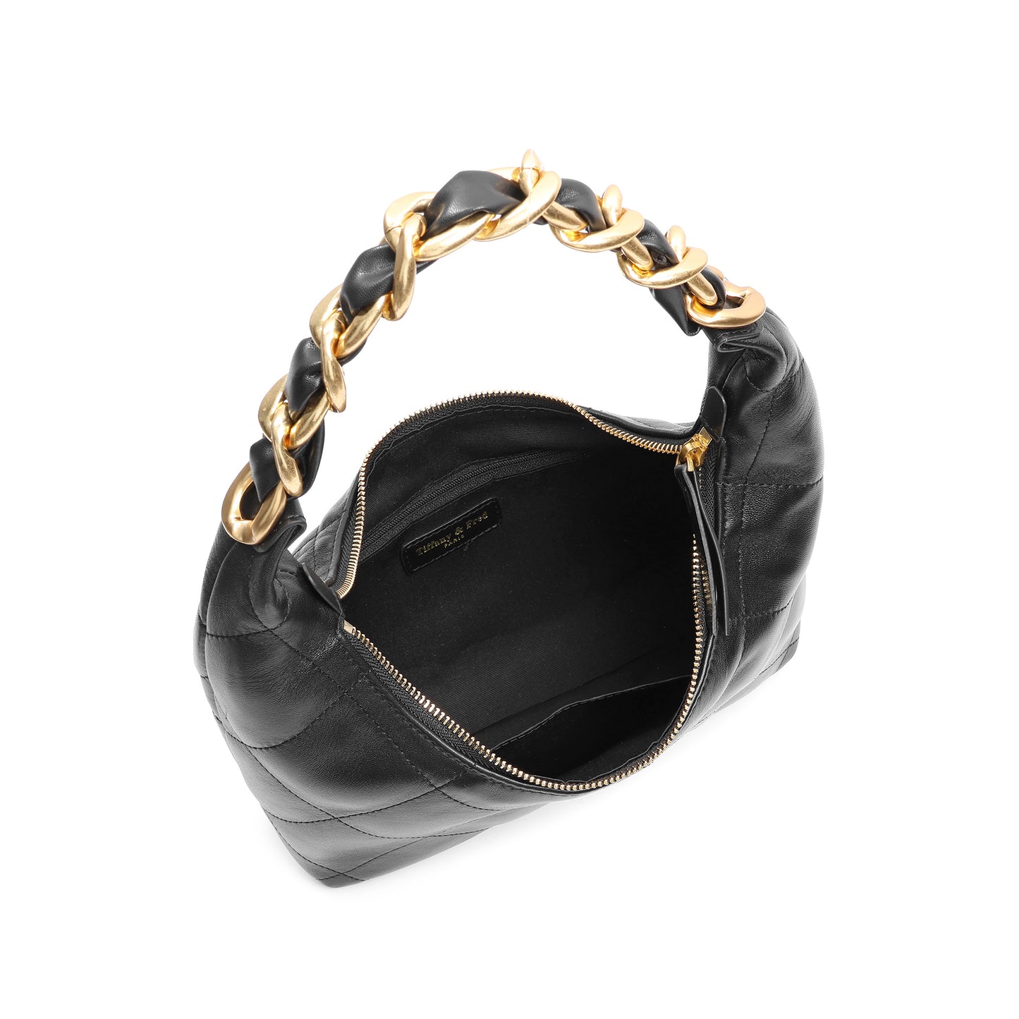 Soft Quilted Leather Shoulder Bag with Gold Chain Handle