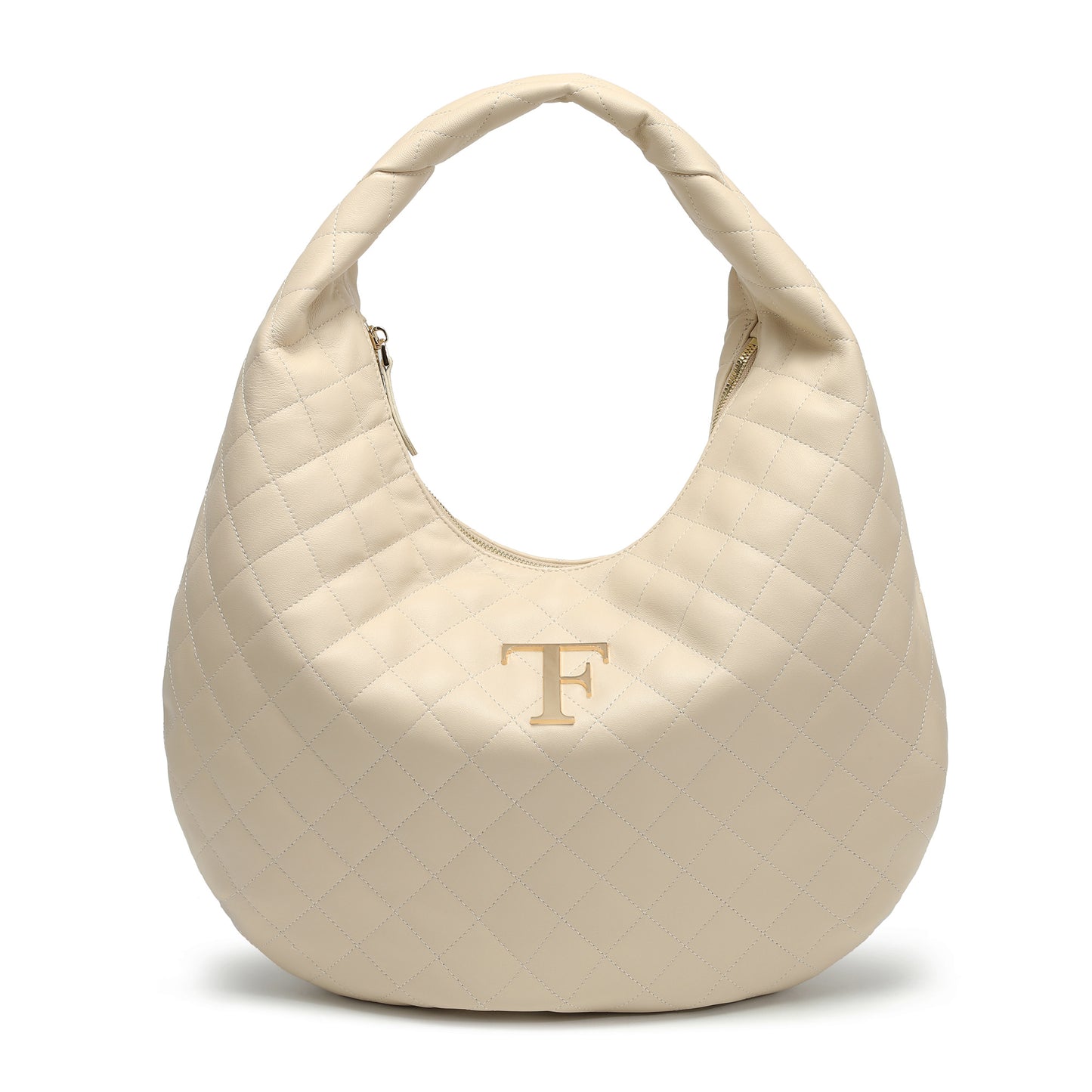 Quilted Sheepskin Leather Hobo Shoulder Bag