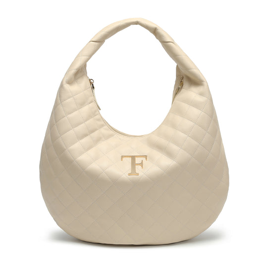 Quilted Sheepskin Leather Hobo Shoulder Bag