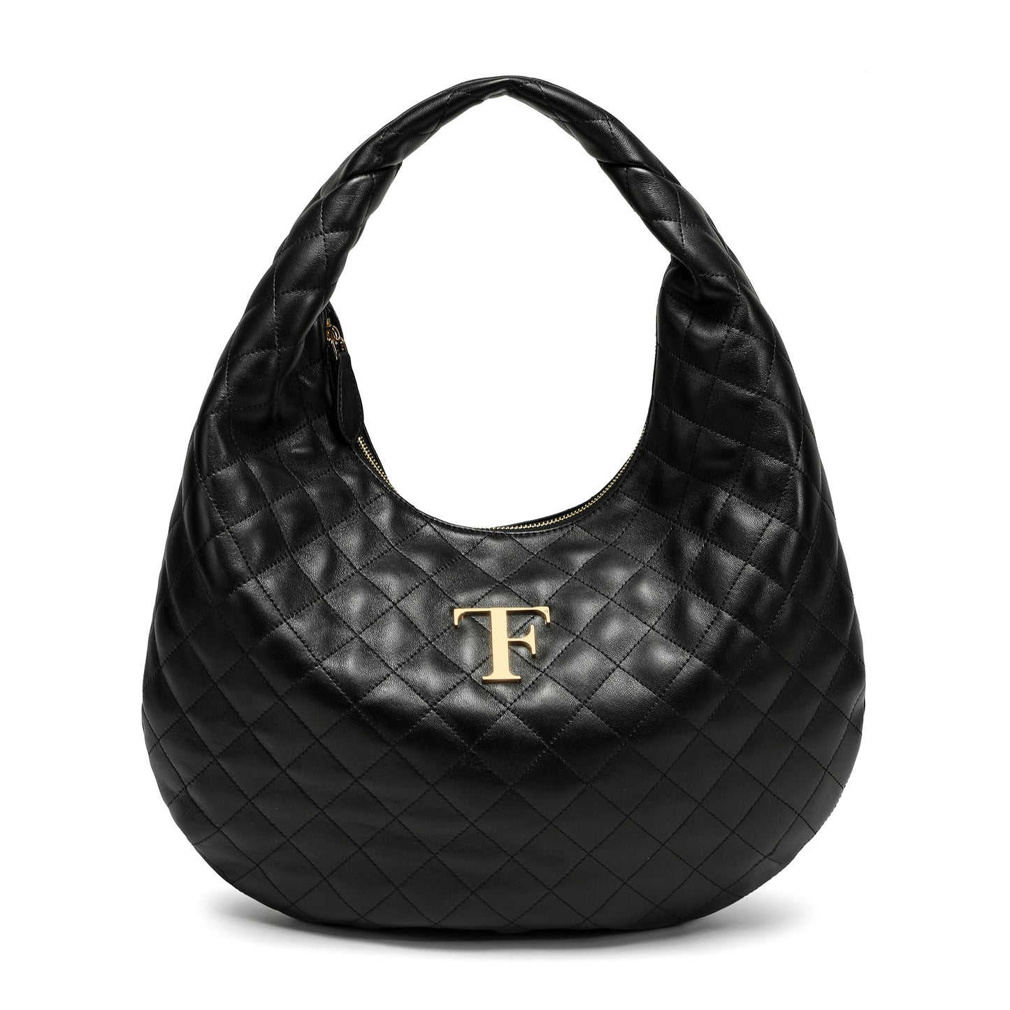 Quilted Sheepskin Leather Hobo Shoulder Bag