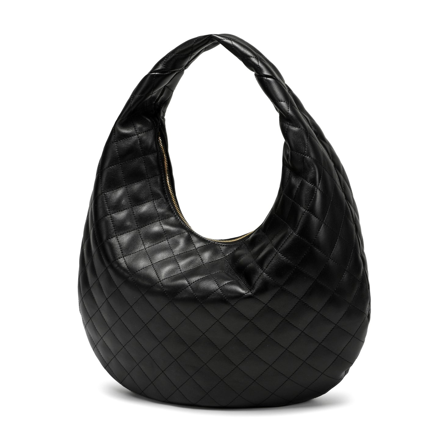 Quilted Sheepskin Leather Hobo Shoulder Bag