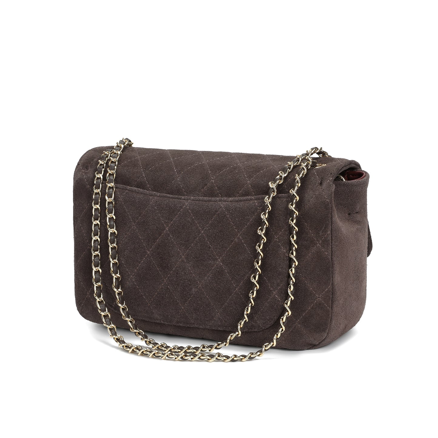 Suede & Woven Leather Convertible Shoulder & Crossbody Bag