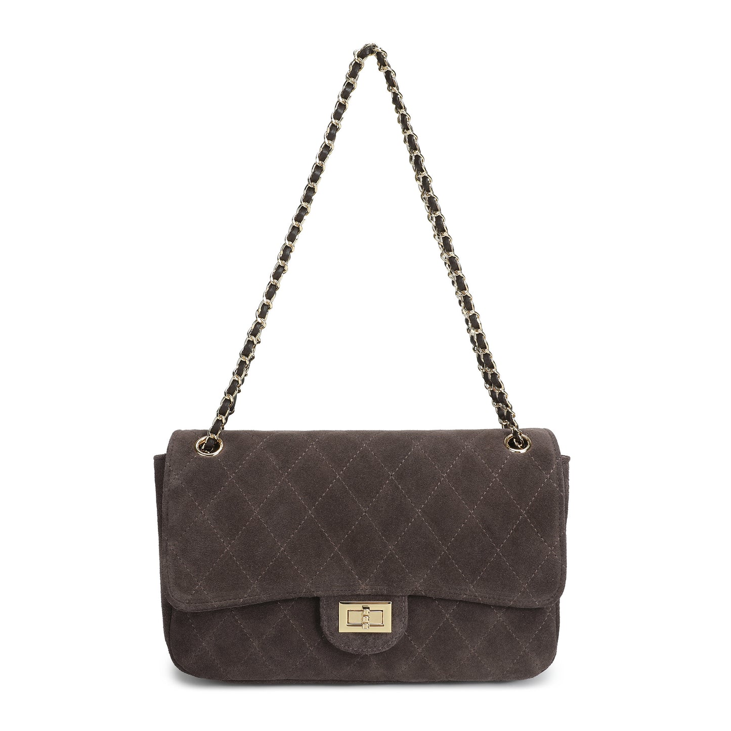 Suede & Woven Leather Convertible Shoulder & Crossbody Bag