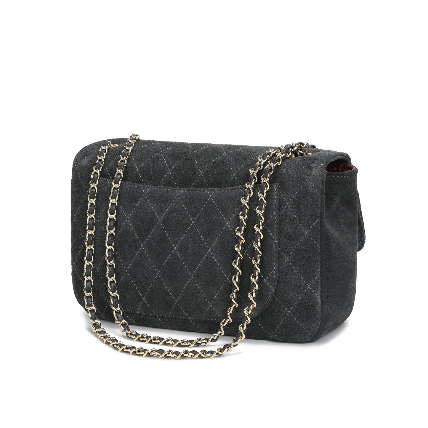 Suede & Woven Leather Convertible Shoulder & Crossbody Bag