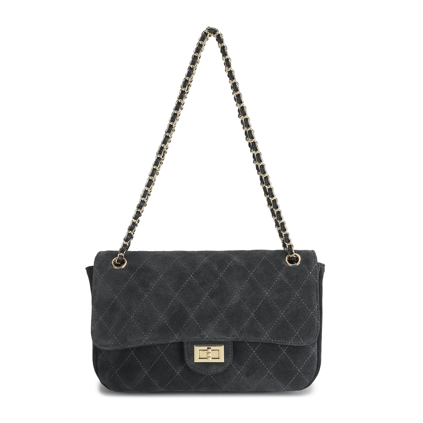 Suede & Woven Leather Convertible Shoulder & Crossbody Bag