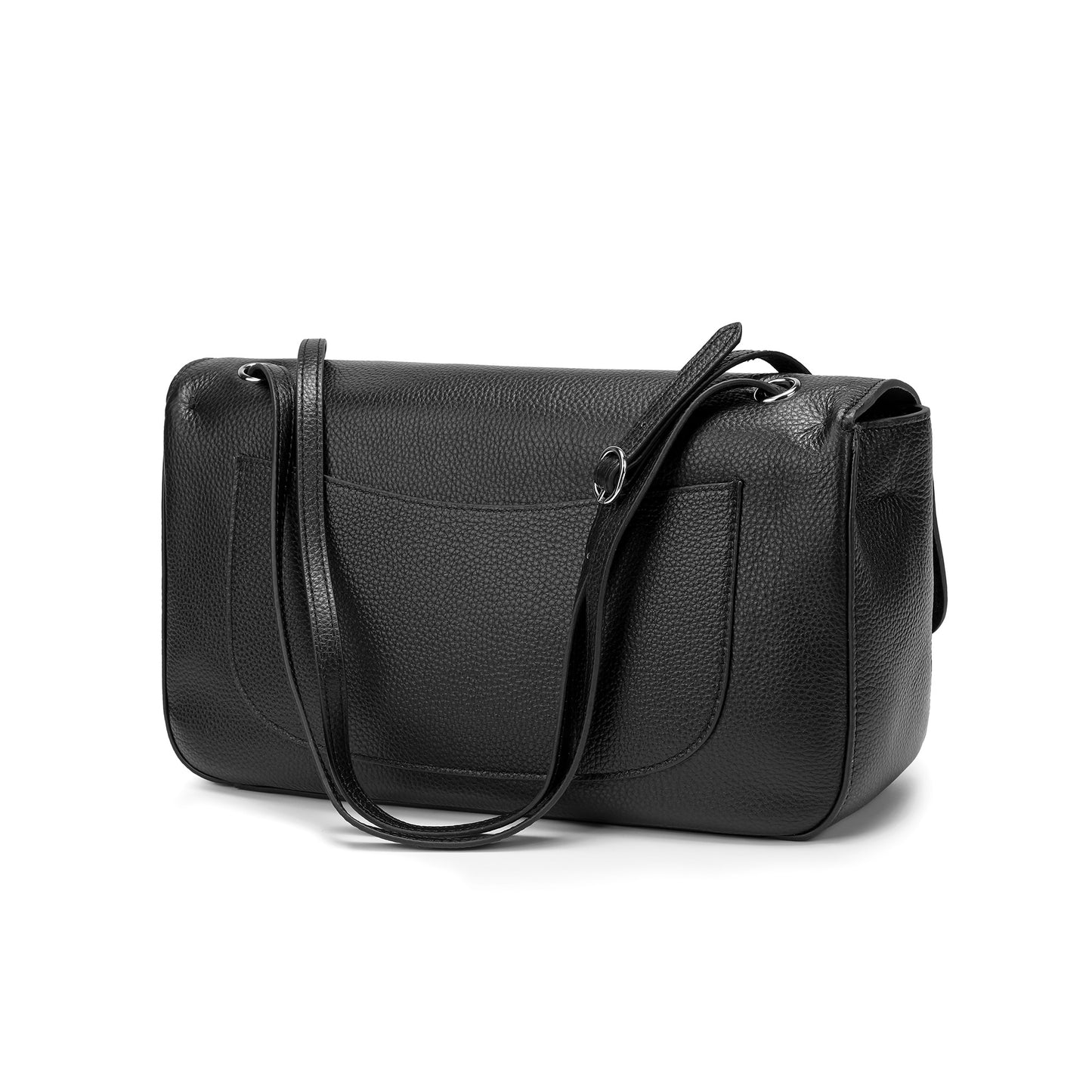 Pebbled Leather Turn-Lock Shoulder Bag