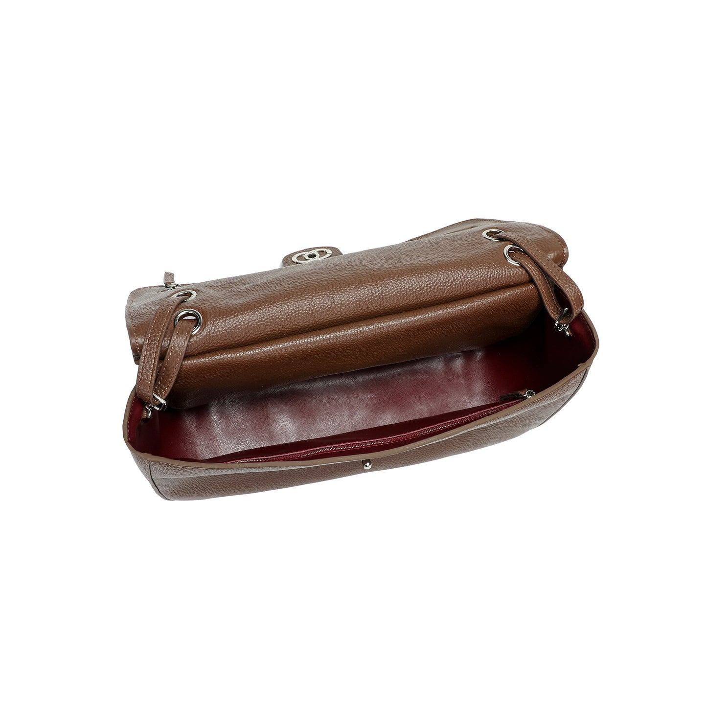Pebbled Leather Turn-Lock Shoulder Bag