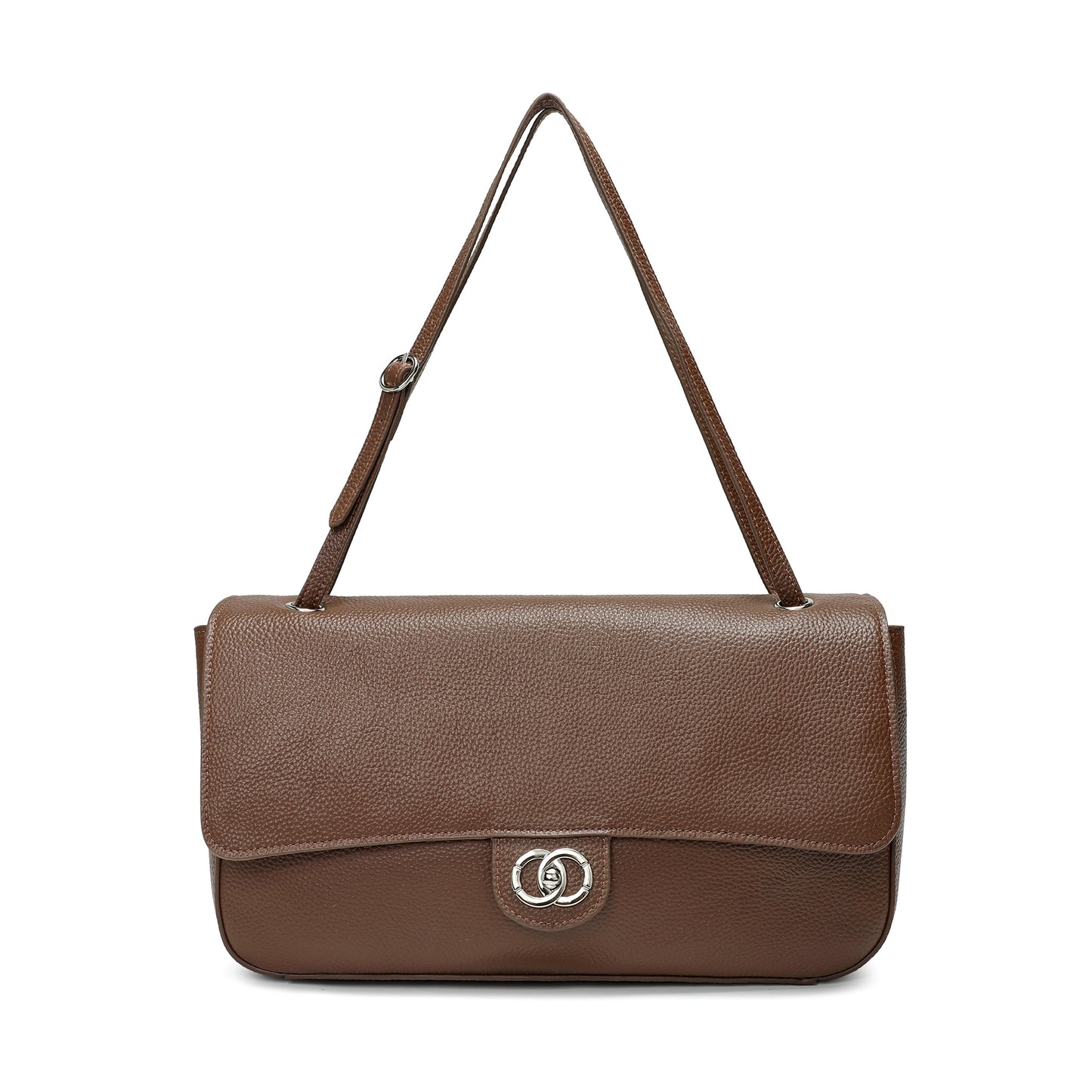 Pebbled Leather Turn-Lock Shoulder Bag