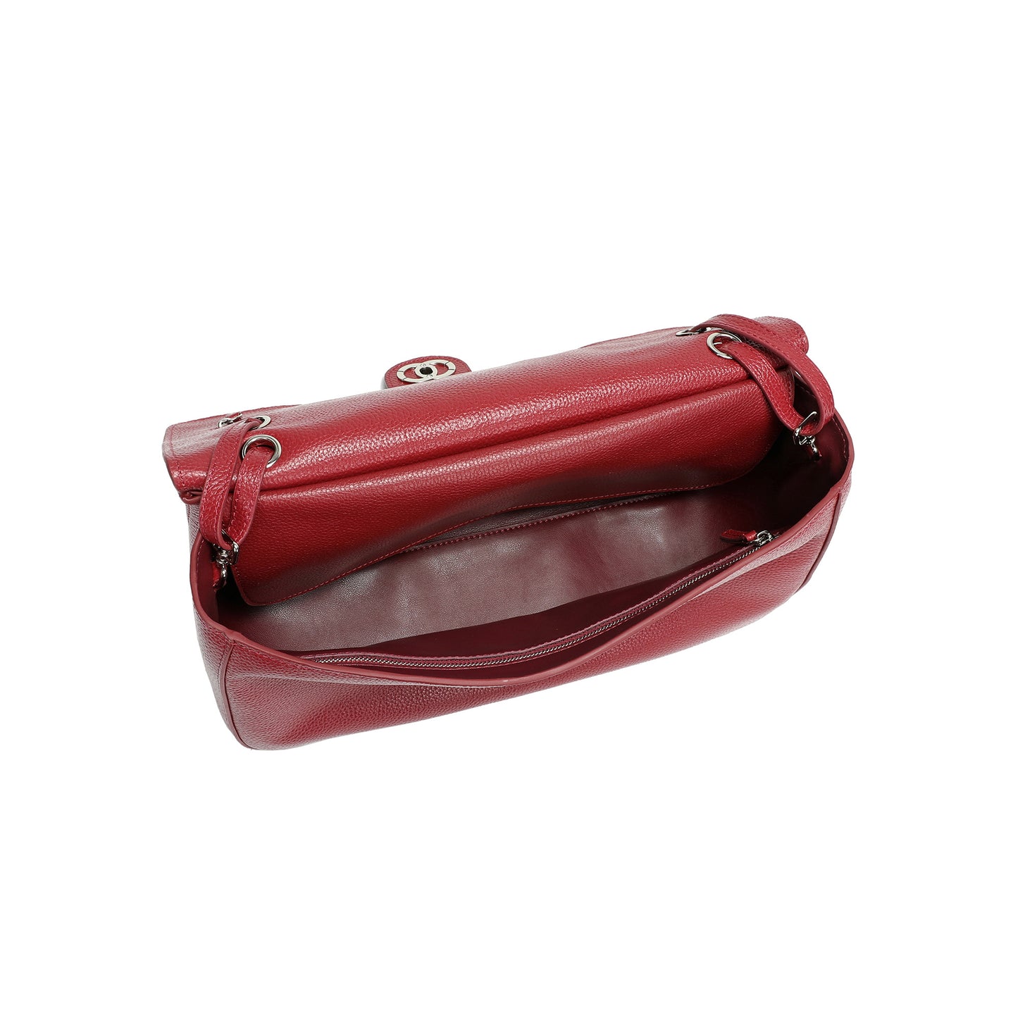 Pebbled Leather Turn-Lock Shoulder Bag