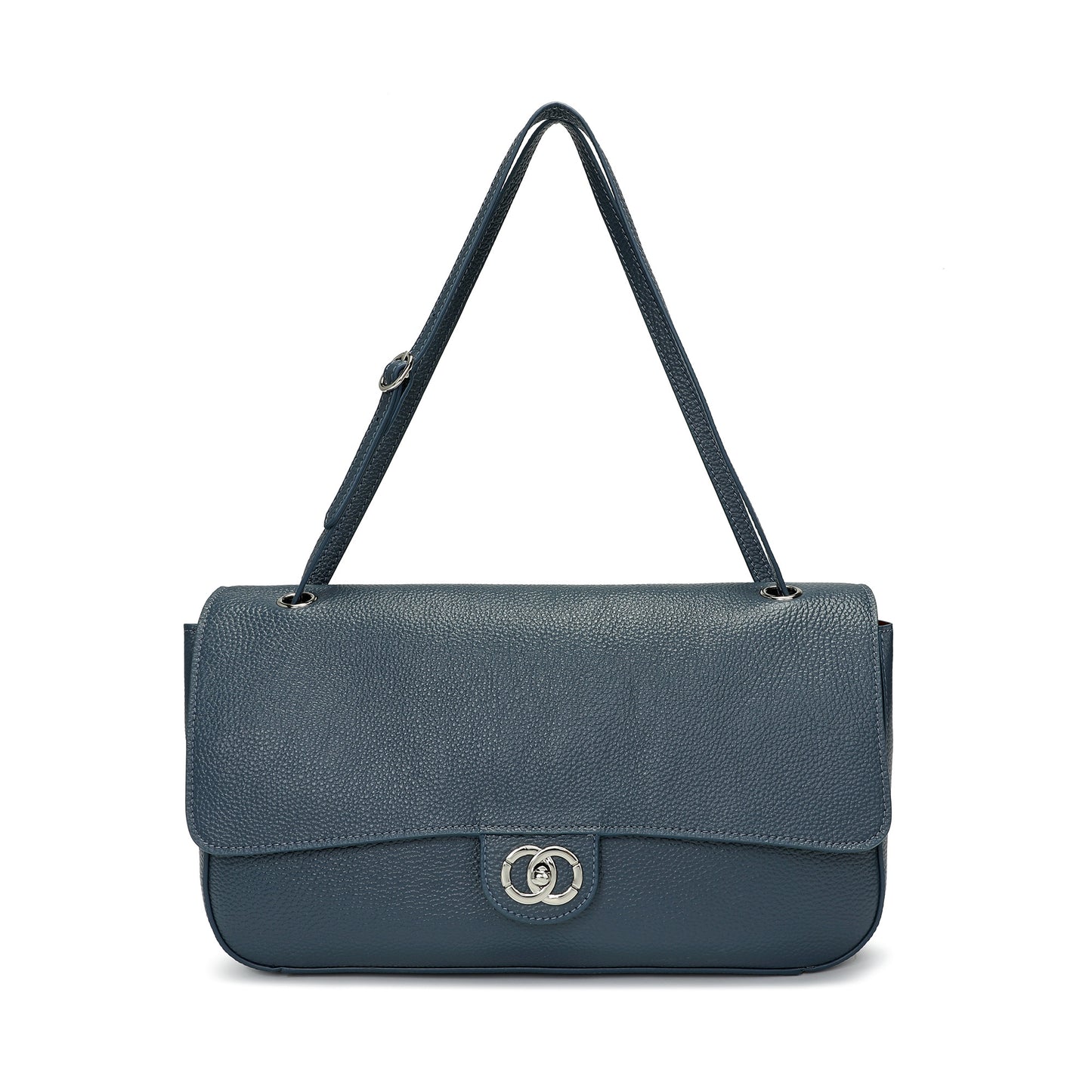 Pebbled Leather Turn-Lock Shoulder Bag