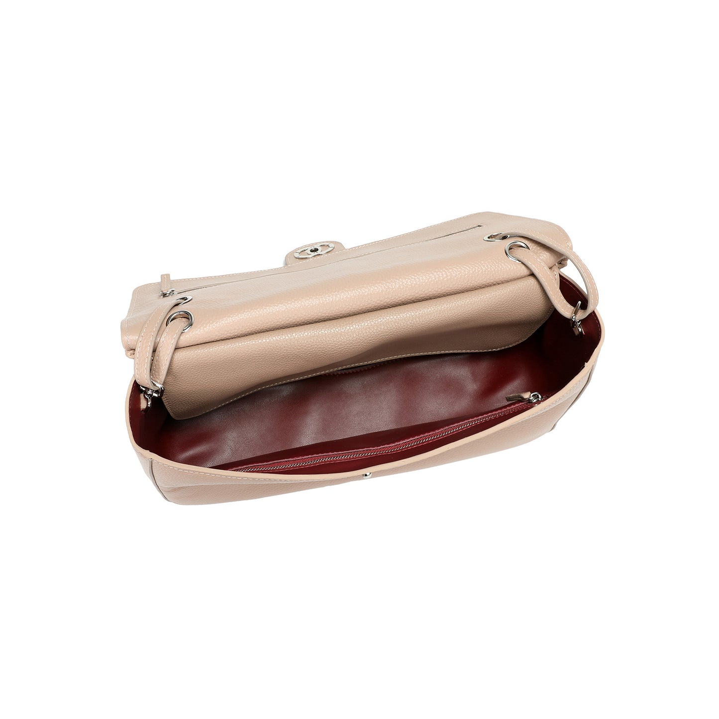 Pebbled Leather Turn-Lock Shoulder Bag